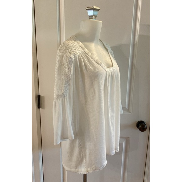 Fat Face Beachwear 100% Cotton Boho Popover Peasant Gauze White Top‎ -Size 10 - Picture 4 of 16